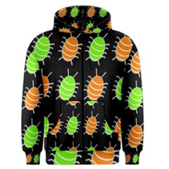 Green And Orange Bug Pattern Men s Zipper Hoodie by Valentinaart