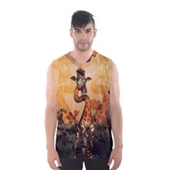 Funny, Cute Giraffe With Sunglasses And Flowers Men s Basketball Tank Top by FantasyWorld7
