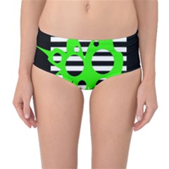 Green Abstract Design Mid-waist Bikini Bottoms by Valentinaart