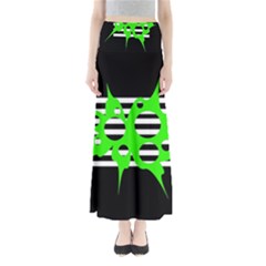 Green Abstract Design Maxi Skirts by Valentinaart