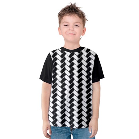 Black And White Herringbone Kid s T-shirt by tjustleft