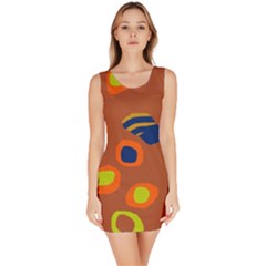 Orange Abstraction Sleeveless Bodycon Dress by Valentinaart