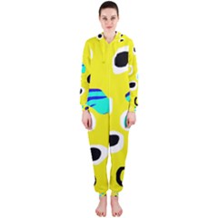 Yellow Abstract Pattern Hooded Jumpsuit (ladies)  by Valentinaart