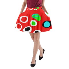 Red Abstract Pattern A-line Pocket Skirt by Valentinaart
