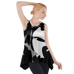Black And White Amoeba Abstraction Side Drop Tank Tunic by Valentinaart