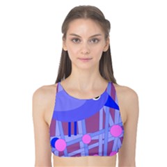 Purple And Blue Bird Tank Bikini Top by Valentinaart