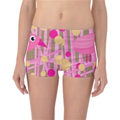 Pink Bird Reversible Boyleg Bikini Bottoms by Valentinaart