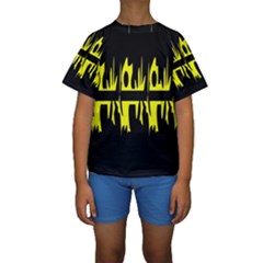 Yellow Abstract Pattern Kid s Short Sleeve Swimwear by Valentinaart