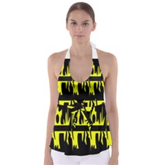 Yellow Abstract Pattern Babydoll Tankini Top by Valentinaart