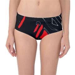 Black And Red Artistic Abstraction Mid-waist Bikini Bottoms by Valentinaart