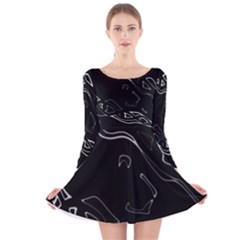 Black And White Long Sleeve Velvet Skater Dress by Valentinaart