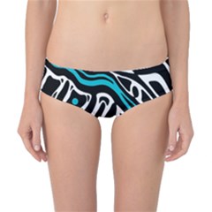 Blue, Black And White Abstract Art Classic Bikini Bottoms by Valentinaart