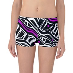 Purple, Black And White Abstract Art Boyleg Bikini Bottoms