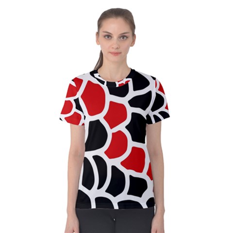 Red, Black And White Abstraction Women s Cotton Tee by Valentinaart