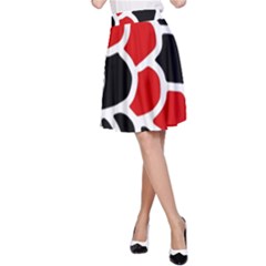 Red, Black And White Abstraction A-line Skirt by Valentinaart