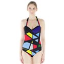 Colorful geomeric desing Halter Swimsuit View1