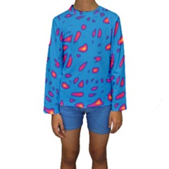 Blue And Red Neon Kid s Long Sleeve Swimwear by Valentinaart