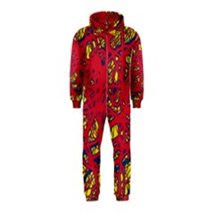 Yellow And Red Neon Design Hooded Jumpsuit (kids) by Valentinaart