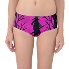 Halloween Witch - Pink Moon Mid-waist Bikini Bottoms by Valentinaart