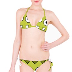 Halloween Frankenstein -yellow Bikini Set by Valentinaart