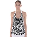 Black and white abstract chaos Babydoll Tankini Top View1