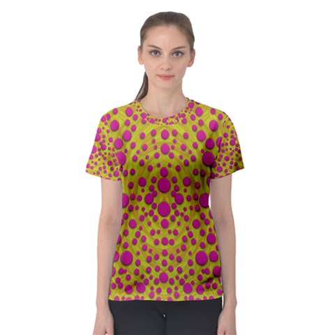 Fantasy Feathers And Polka Dots Women s Sport Mesh Tee by pepitasart