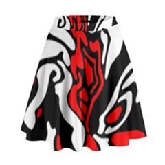 Red, Black And White Decor High Waist Skirt by Valentinaart