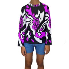 Purple, White And Black Decor Kid s Long Sleeve Swimwear by Valentinaart