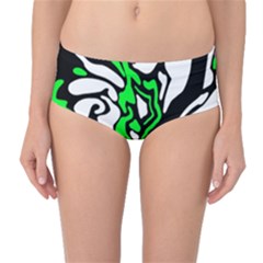 Green, White And Black Decor Mid-waist Bikini Bottoms by Valentinaart
