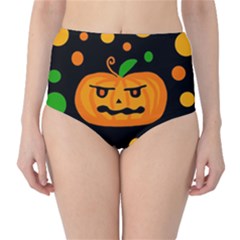 Halloween Pumpkin High-waist Bikini Bottoms by Valentinaart