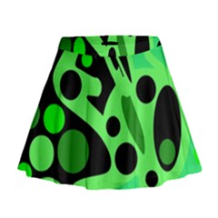 Green Abstract Decor Mini Flare Skirt by Valentinaart