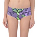 Artistic cat - green Mid-Waist Bikini Bottoms View1