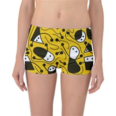 Playful Abstract Art - Yellow Reversible Boyleg Bikini Bottoms by Valentinaart