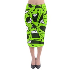 Playful Abstract Art - Green Midi Pencil Skirt by Valentinaart