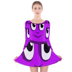 Halloween - Purple Frankenstein Long Sleeve Velvet Skater Dress by Valentinaart