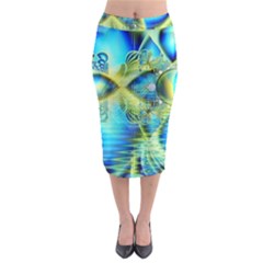 Crystal Lime Turquoise Heart Of Love, Abstract Midi Pencil Skirt by DianeClancy