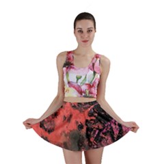 Pink And Black Abstract Splatter Paint Pattern Mini Skirt by traceyleeartdesigns