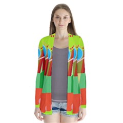 Colorful Abstraction Drape Collar Cardigan by Valentinaart
