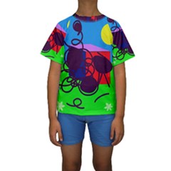 Sunny Day Kid s Short Sleeve Swimwear by Valentinaart