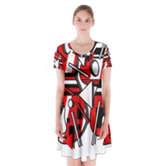 88 Short Sleeve V-neck Flare Dress by Valentinaart