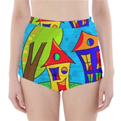 Two Houses  High-waisted Bikini Bottoms by Valentinaart