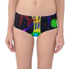 Colorful Universe Mid-waist Bikini Bottoms by Valentinaart