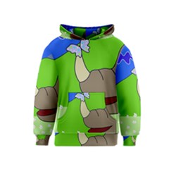 Butterfly And Rhino Kids  Pullover Hoodie by Valentinaart