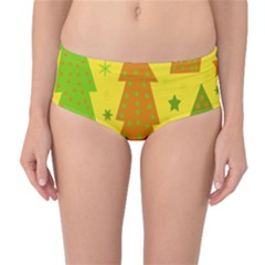 Christmas Design - Yellow Mid-waist Bikini Bottoms by Valentinaart