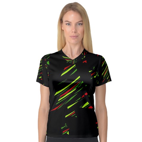 Abstract Christmas Tree Women s V-neck Sport Mesh Tee by Valentinaart