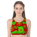 Snowflake red and green pattern Tank Bikini Top View1
