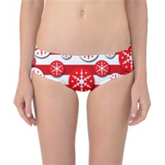 Snowflake Red And White Pattern Classic Bikini Bottoms by Valentinaart