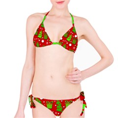 Christmas Trees And Gifts Pattern Bikini Set by Valentinaart