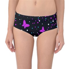 Pink Butterflies  Mid-waist Bikini Bottoms by Valentinaart