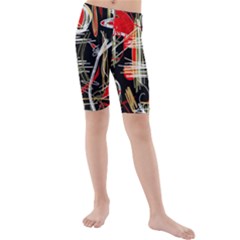 Artistic Abstract Pattern Kid s Mid Length Swim Shorts by Valentinaart